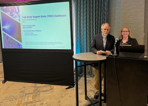 Peter and Mary at Podium at 2024 Clinical AMIA conference