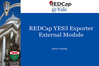 REDCap YES3 Exporter Training Intro Slide