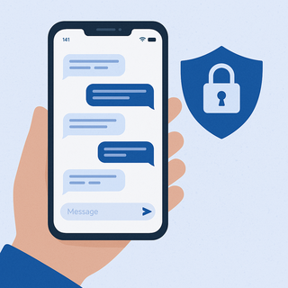 Image of phone with text message and a security lock